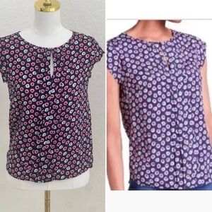 Boden Navy and Pink Patterned Blouse